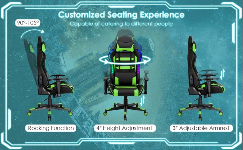 Eletriclife RGB Gaming Chair with LED Lights and Remote