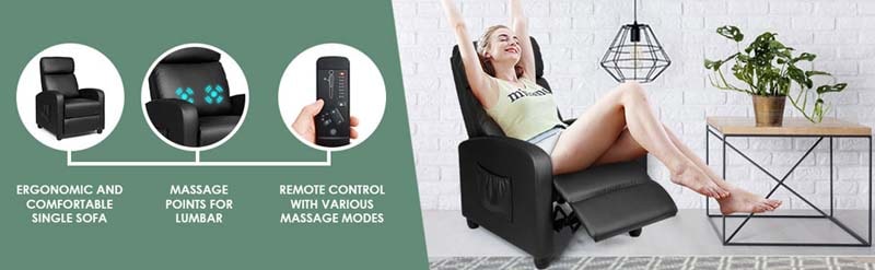 Eletriclife Recliner Sofa with Massage Function and Padded Seat