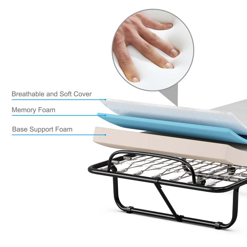 Eletriclife Rollaway Folding Bed with 4 inch Memory Foam Mattress