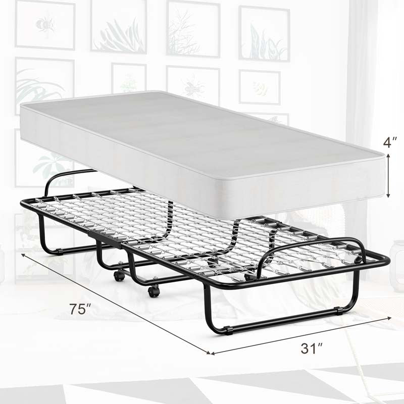 Eletriclife Rollaway Folding Bed with 4 inch Memory Foam Mattress