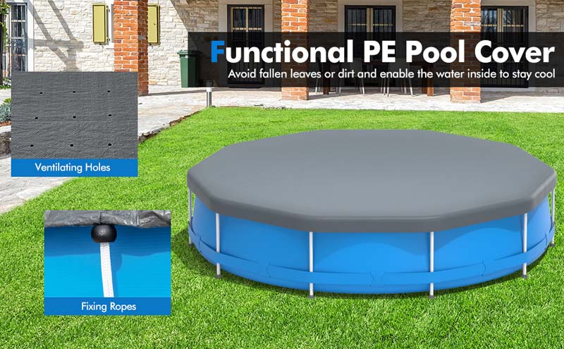 Eletriclife Round Above Ground Swimming Pool With Pool Cover