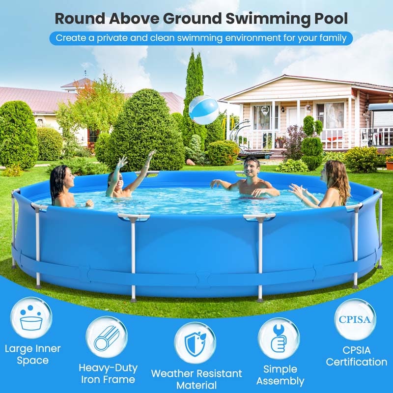 Eletriclife Round Above Ground Swimming Pool With Pool Cover