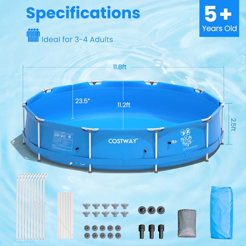 Eletriclife Round Above Ground Swimming Pool With Pool Cover