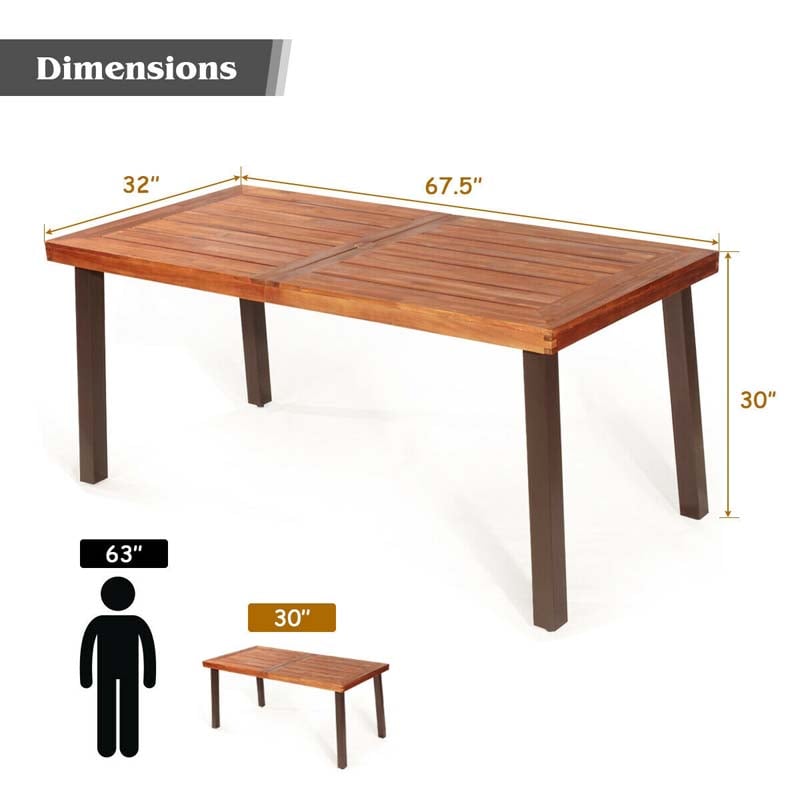 Eletriclife Rustic Rectangular Acacia Wood Dining Table