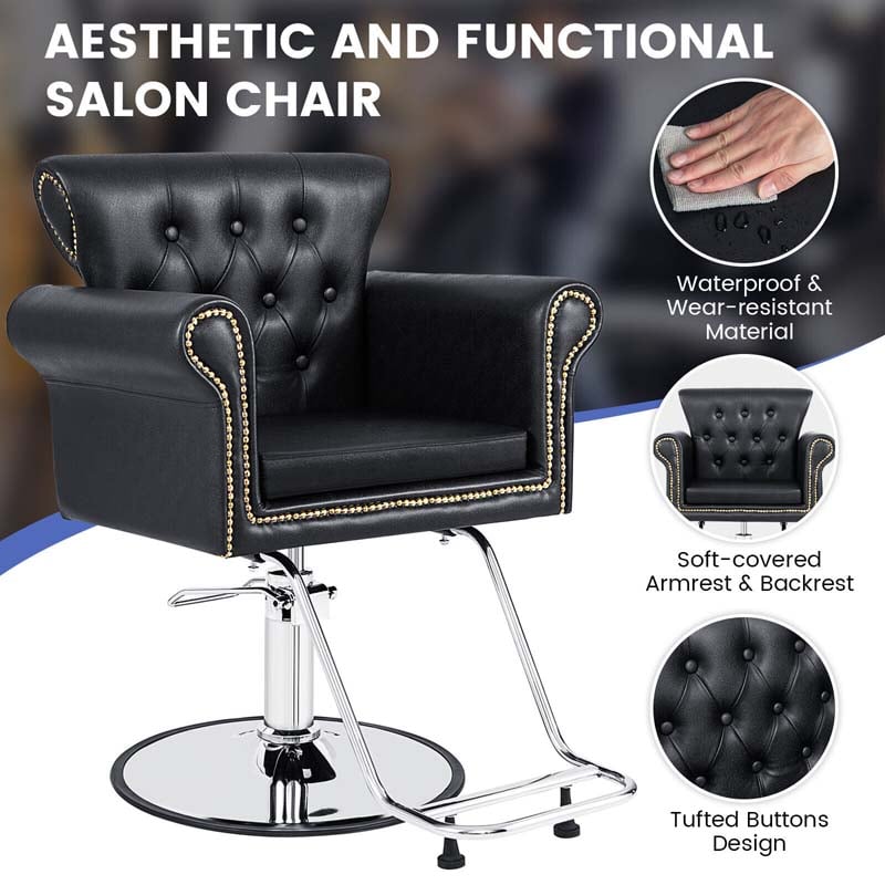 Eletriclife Salon Chair Heavy-Duty Hydraulic Barber Chair Black