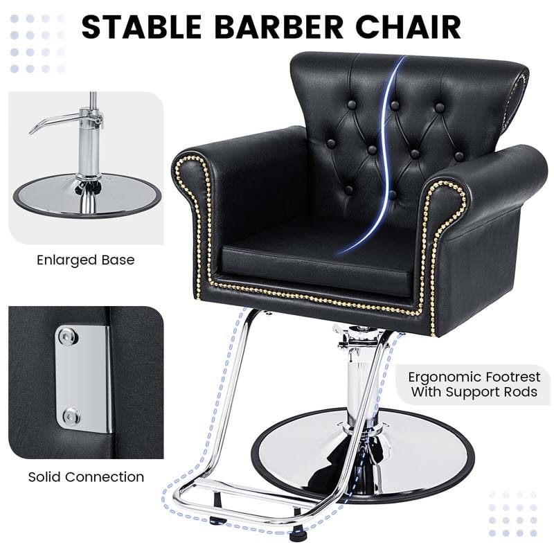 Eletriclife Salon Chair Heavy-Duty Hydraulic Barber Chair Black