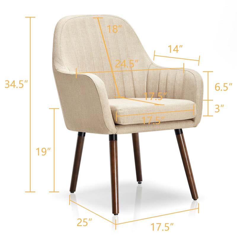 Eletriclife Set of 2 Fabric Upholstered Accent Chairs with Wooden Legs