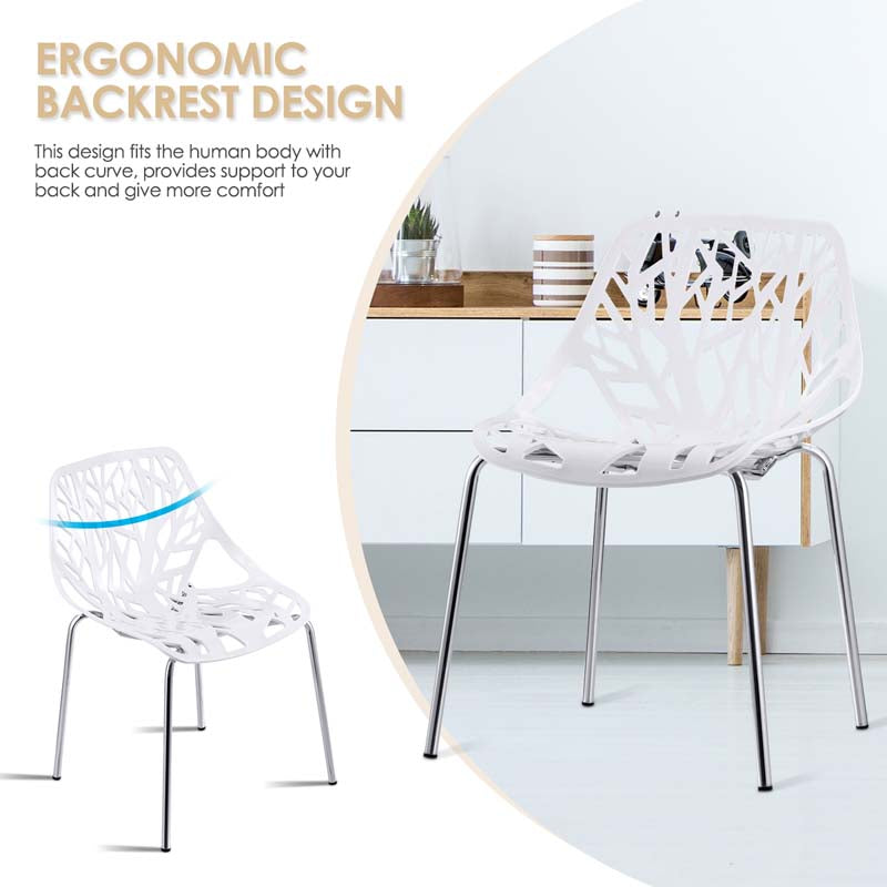 Eletriclife Set of 6 Accent Armless Modern Dining Chairs with Plastic Feet Pads