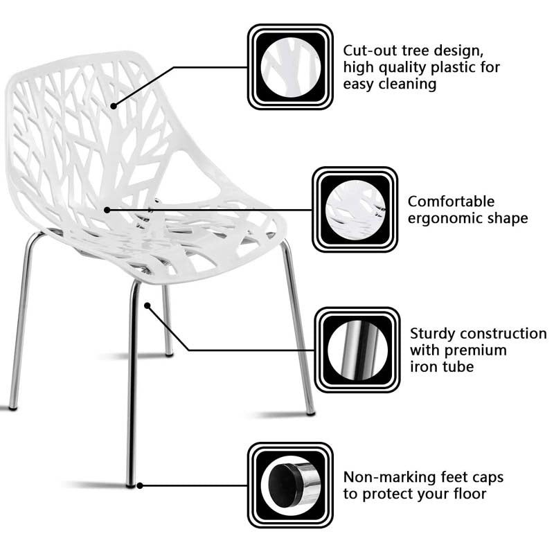 Eletriclife Set of 6 Accent Armless Modern Dining Chairs with Plastic Feet Pads