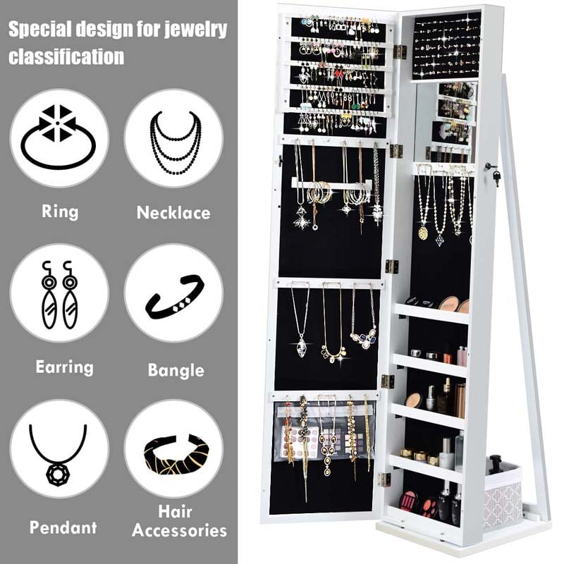 Eletriclife Standing Lockable Jewelry Storage Organizer with Full-Length Mirror