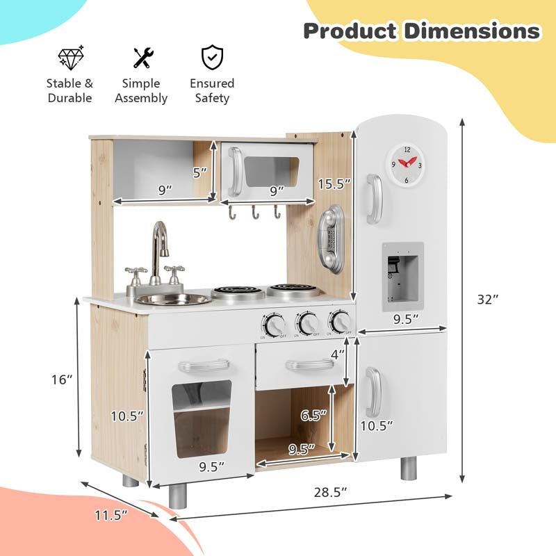 Eletriclife Vintage Play Kitchen Pretend Kids Cooking Playset Toys with Water Dispense