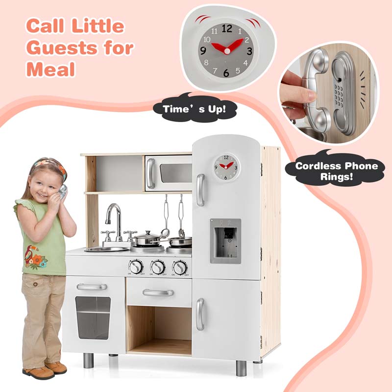 Eletriclife Vintage Play Kitchen Pretend Kids Cooking Playset Toys with Water Dispense