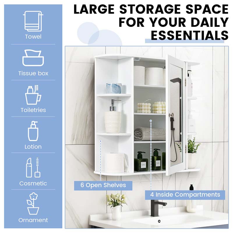 Eletriclife Wall Mounted Bathroom Storage Cabinet with Mirror