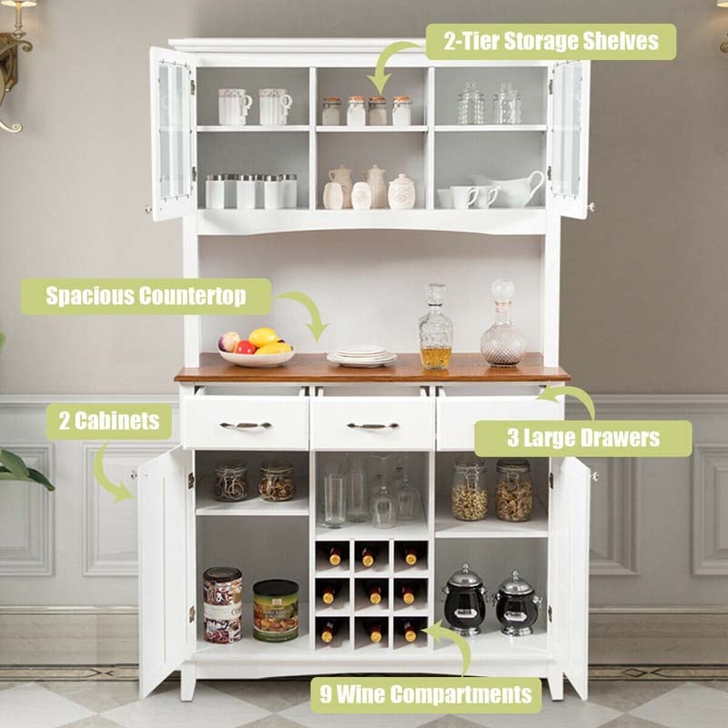 Eletriclife Wood Buffet Hutch Cabinet with 3 Large Drawers