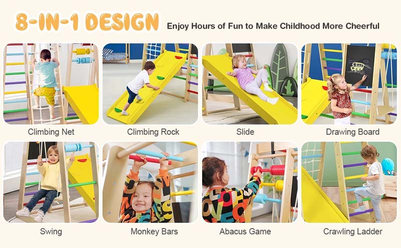 Eletriclife Wooden 8-in-1 Climber Playset for Children