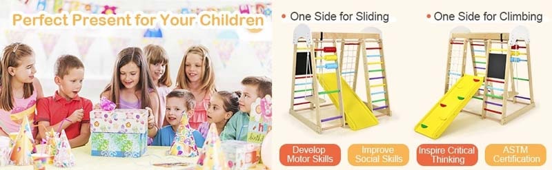 Eletriclife Wooden 8-in-1 Climber Playset for Children