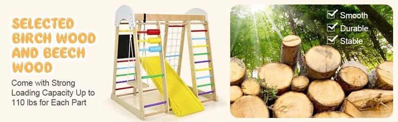 Eletriclife Wooden 8-in-1 Climber Playset for Children