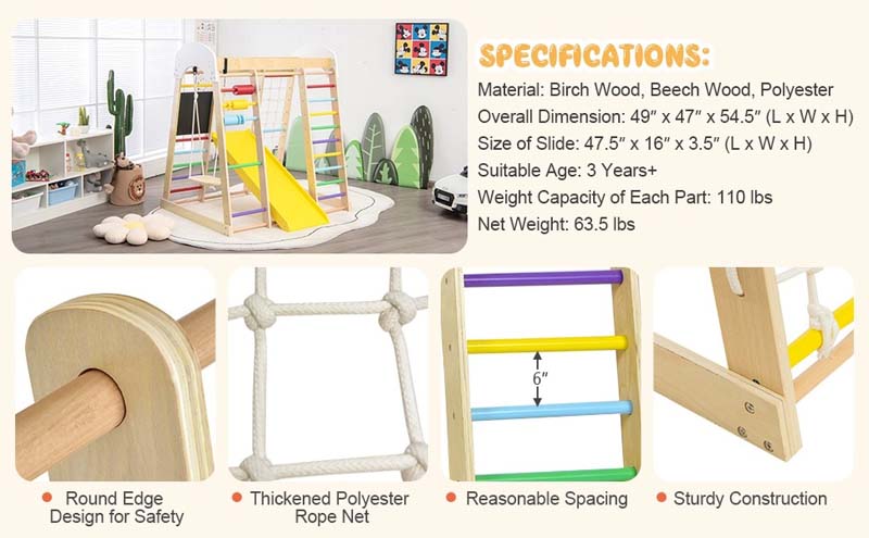 Eletriclife Wooden 8-in-1 Climber Playset for Children