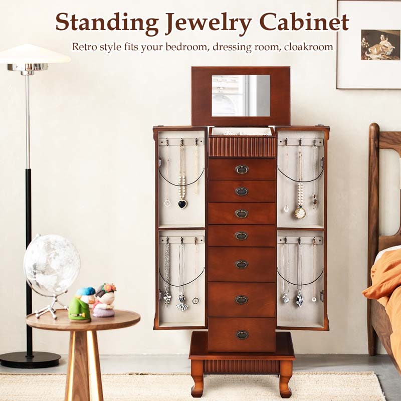 Eletriclife Wooden Jewelry Armoire Cabinet Storage Chest