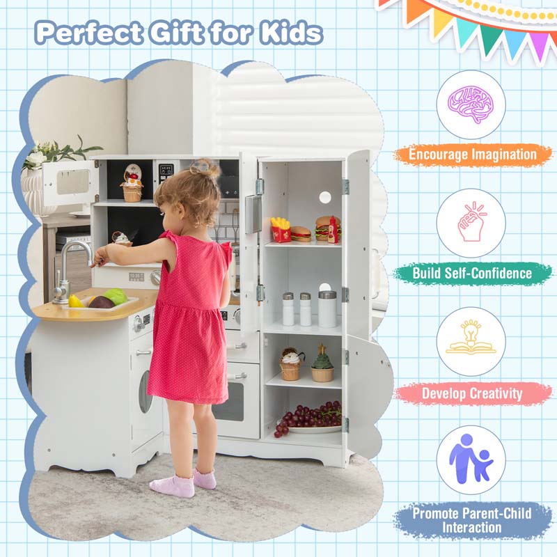 Eletriclife Wooden Kid's Corner Kitchen Playset with Stove