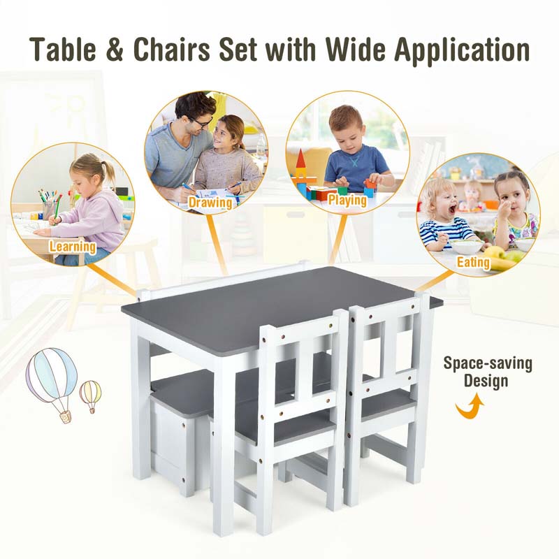 Eletriclife Wooden Kids Study Desk and Chair Set with Storage Cabinet and Bulletin Board