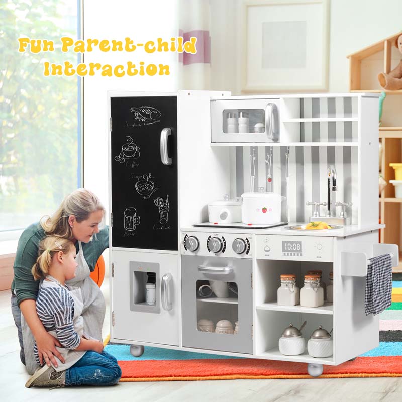 Eletriclife Wooden Pretend Play Kitchen Sets with Simulated Sound