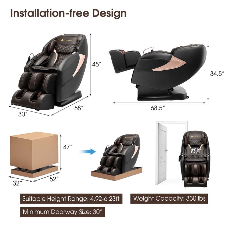 Eletriclife Zero Gravity SL-Track Electric Shiatsu Massage Chair with Intelligent Voice Control