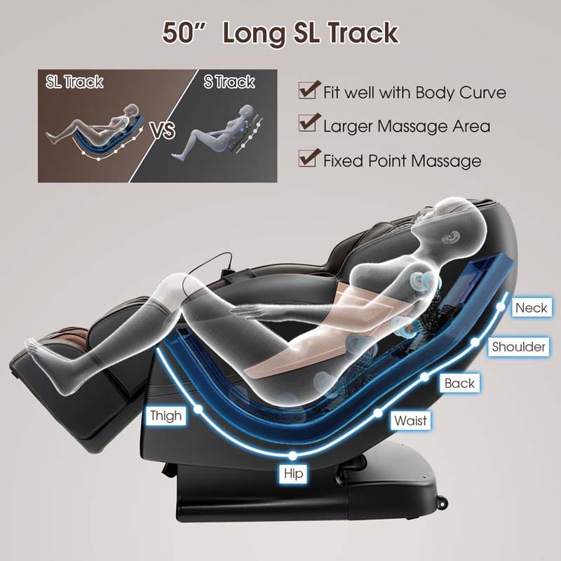 Eletriclife Zero Gravity SL-Track Electric Shiatsu Massage Chair with Intelligent Voice Control