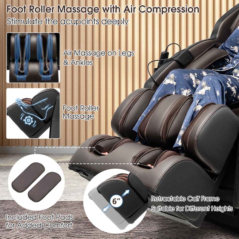 Eletriclife Zero Gravity SL-Track Electric Shiatsu Massage Chair with Intelligent Voice Control