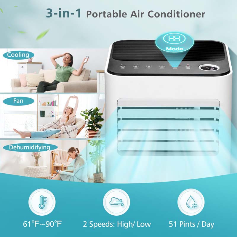Eletriclife 10000 BTU(Ashrae) Portable Air Conditioner with Dehumidifier
