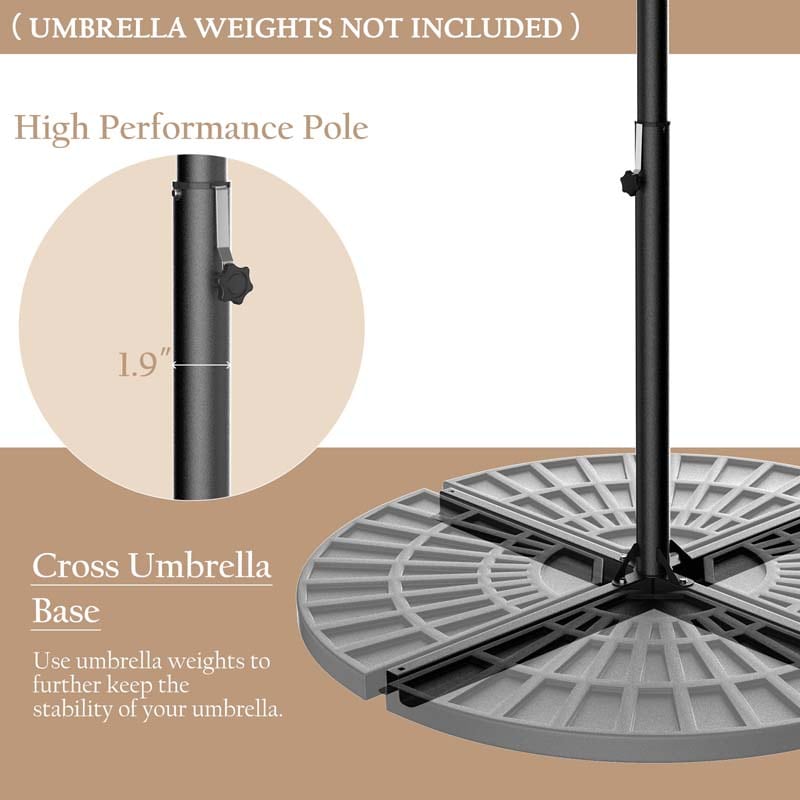 Eletriclife 10 Feet Patio Offset Solar LED Umbrella with Cross Base