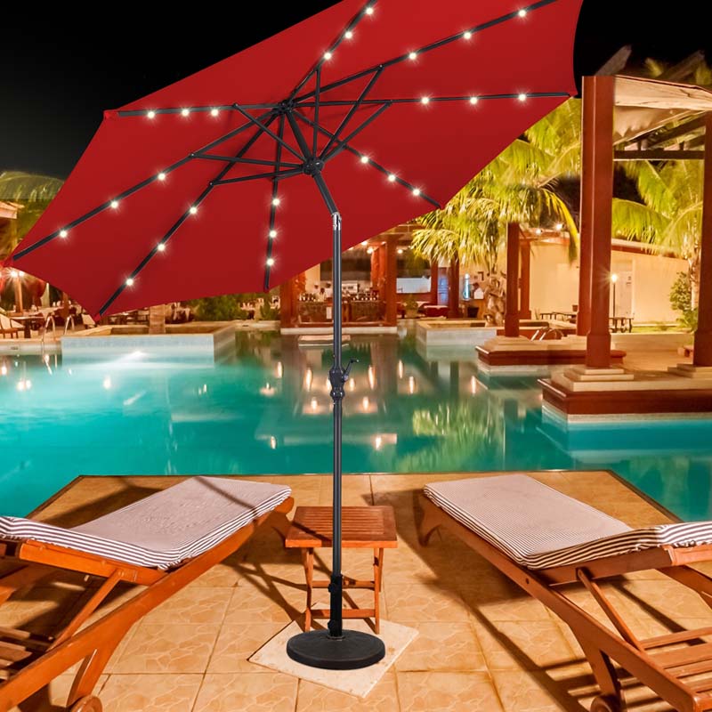 Eletriclife 10 Feet Patio Solar Umbrella with Crank and LED Lights