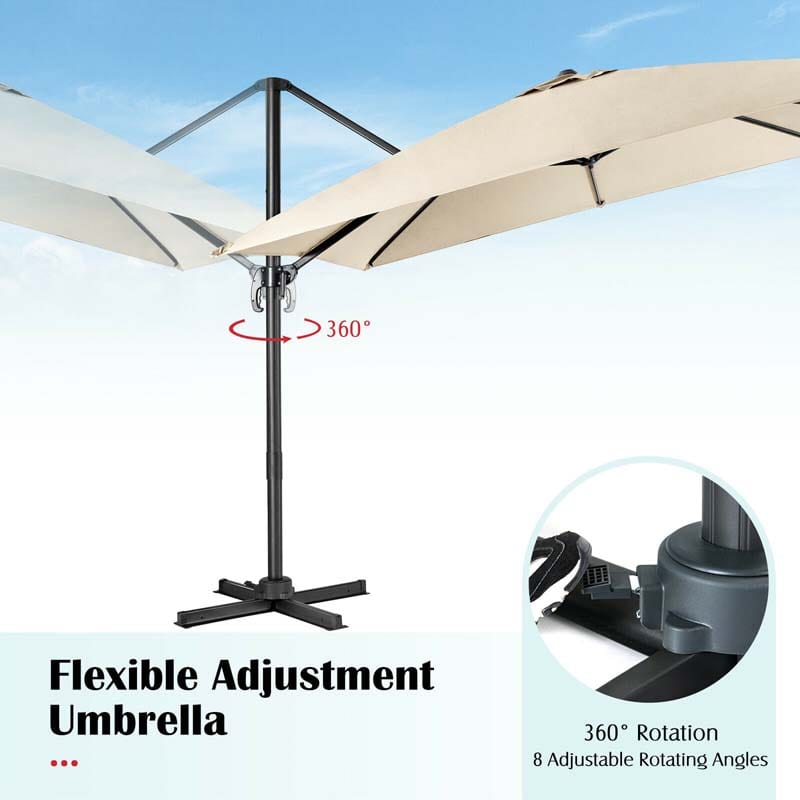 Eletriclife 10 x 10 Feet Cantilever Offset Square Patio Umbrella with 3 Tilt Settings