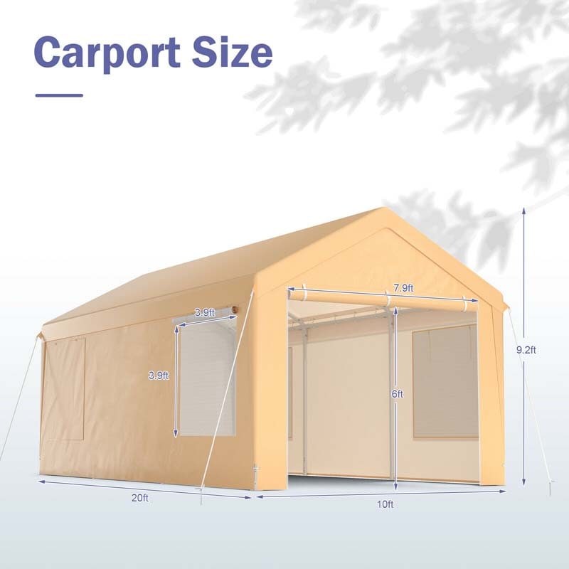 Eletriclife 10 x 20 Feet Heavy-Duty Steel Portable Carport Car Canopy Shelter