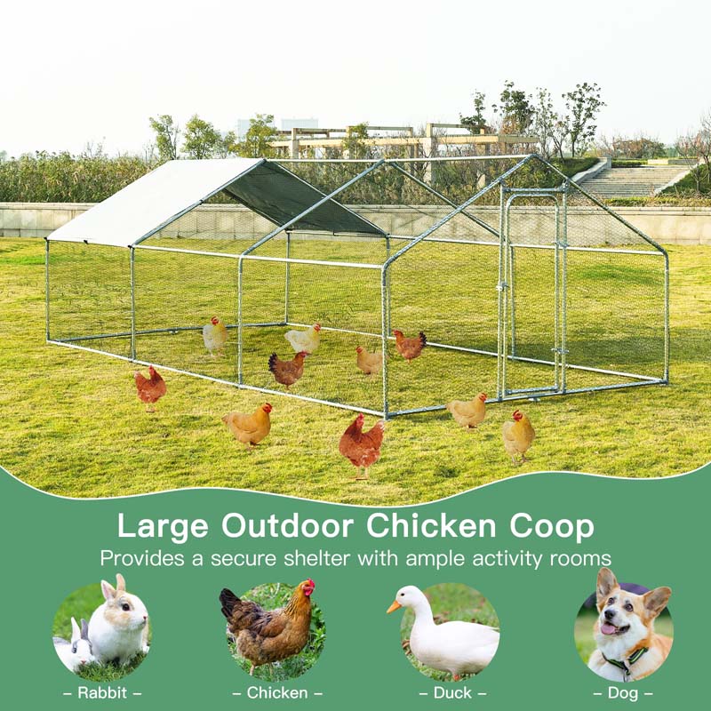 Eletriclife 10 x 20 Feet Large Walk in Chicken Coop Cage with Roof Cover