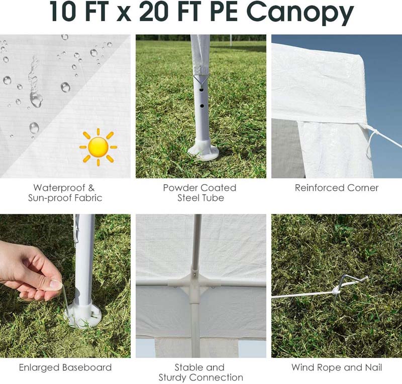 Eletriclife 10 x 20 Feet Waterproof Canopy Tent with Tent Peg and Wind Rope