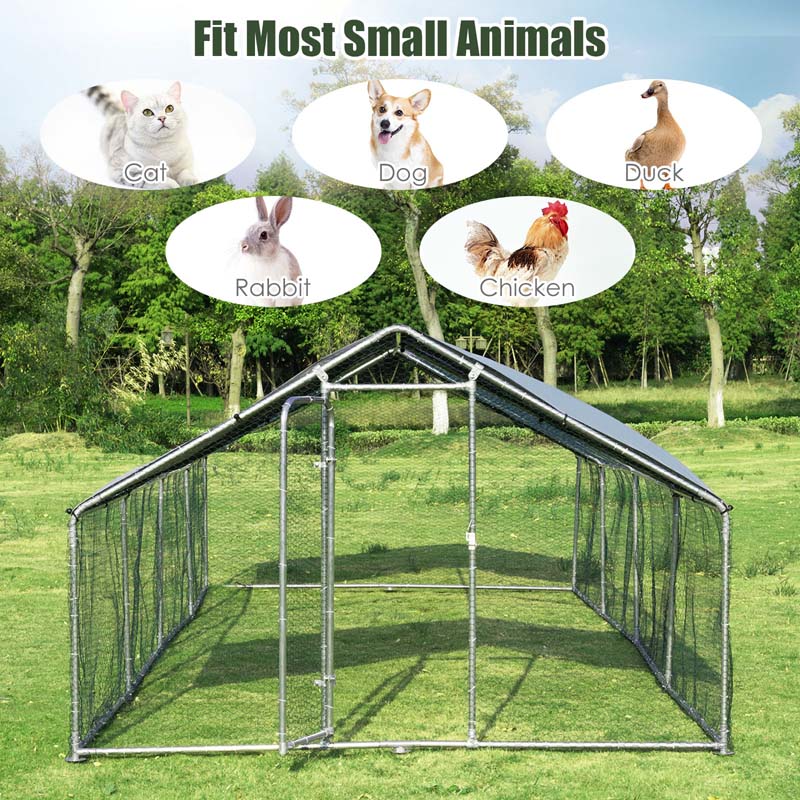 Eletriclife 10 x 26 Feet Large Walk In Chicken Coop with Roof Cover