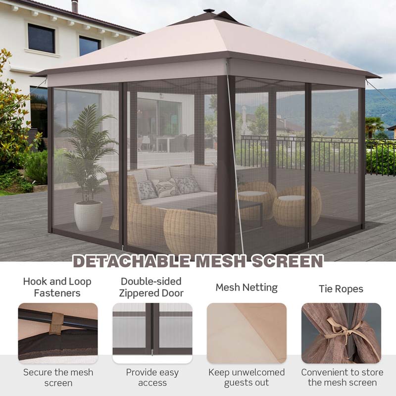 Eletriclife 11 x 11 Feet Portable Outdoor Patio Folding Gazebo with Led Lights