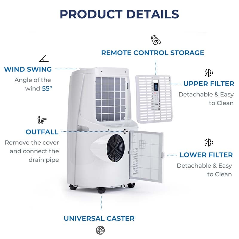 Eletriclife 12000BTU 3-in-1 Portable Air Conditioner with Remote Control