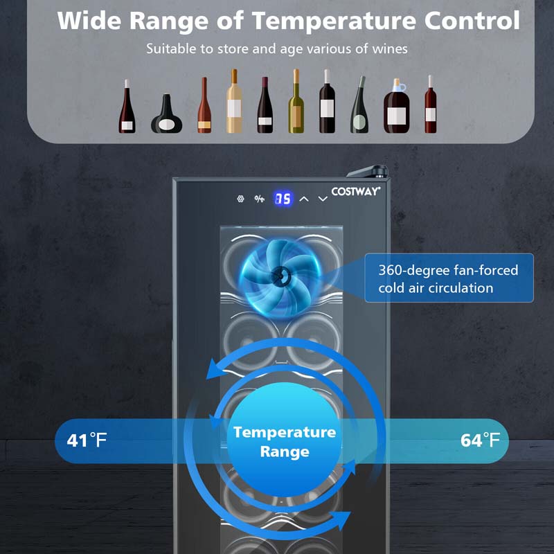 Eletriclife 12 Bottle Compressor Wine Cooler Refrigerator