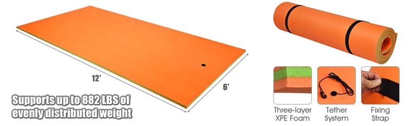 Eletriclife 12 x 6 Feet 3 Layer Floating Water Pad