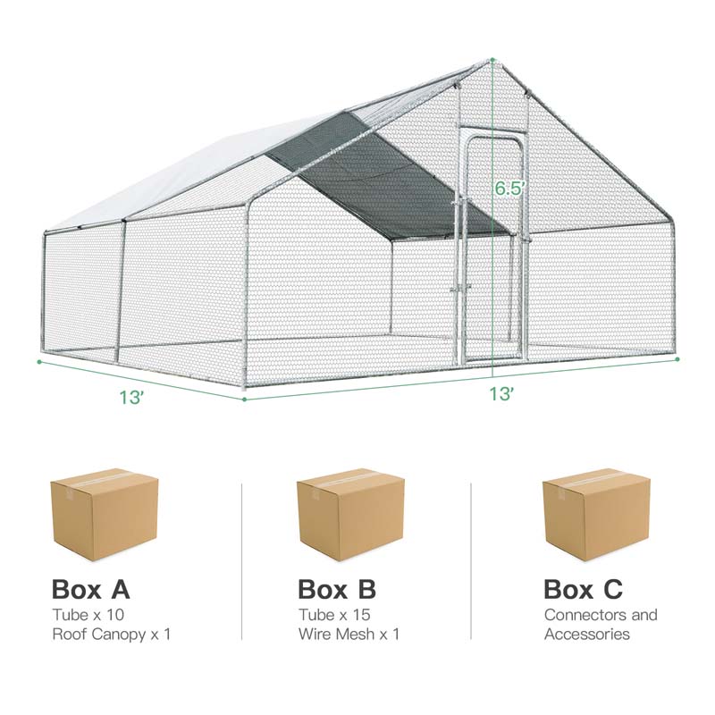 Eletriclife 13 x 13 Feet Walk-in Chicken Coop with Waterproof Cover