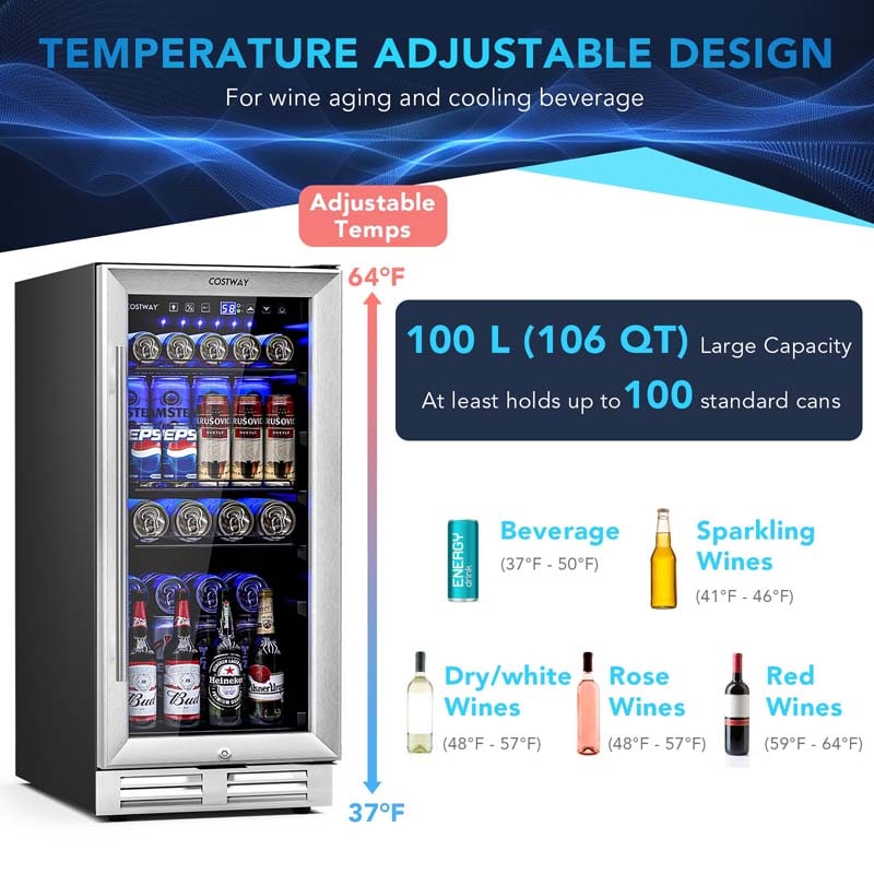 Eletriclife 15 Inch 100 Can Freestanding Beverage Cooler