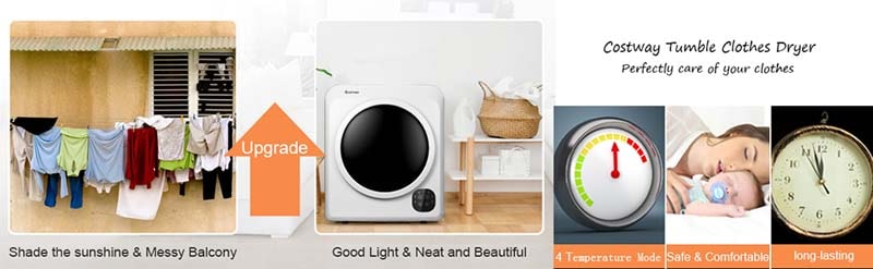 chairliving 13.2 lbs Portable Dryer 1700W Front Load Tumble Dryer Compact Clothes Dryer Machine