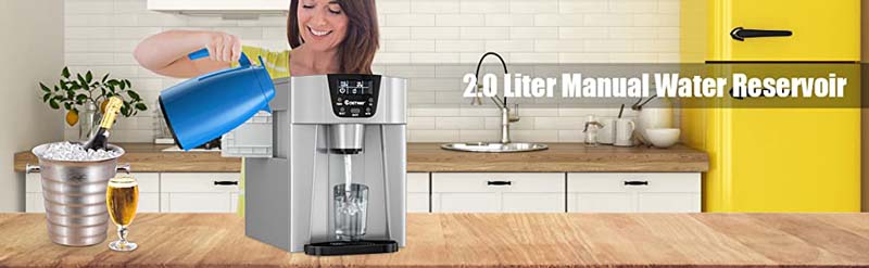 Eletriclife 2-In-1 Ice Maker Water Dispenser 36lbs/24H LCD Display