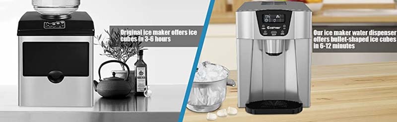Eletriclife 2-In-1 Ice Maker Water Dispenser 36lbs/24H LCD Display