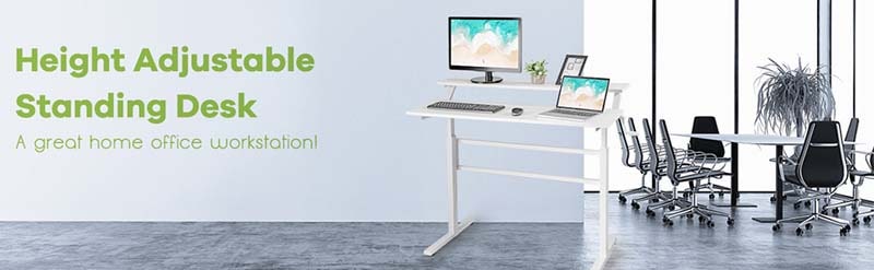 Eletriclife 2-Tier Height Adjustable Standing Desk with Foldable Crank Handle