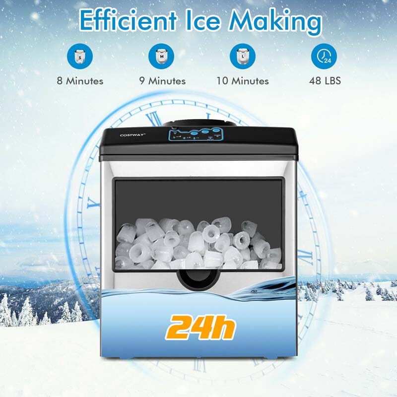 Eletriclife 2-in-1 Stainless Steel Countertop Ice Maker with Water Dispenser