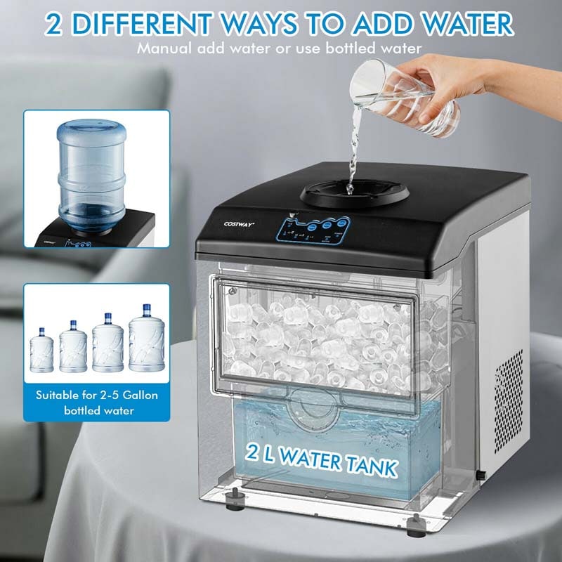 Eletriclife 2-in-1 Stainless Steel Countertop Ice Maker with Water Dispenser