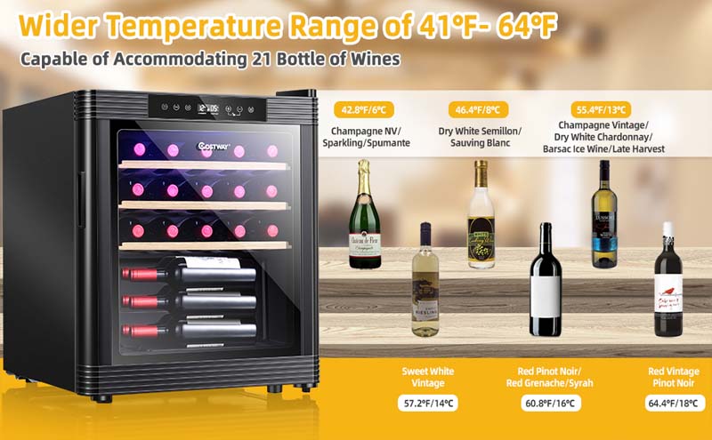 Eletriclife 21 Bottle Compressor Wine Cooler Refrigerator with Digital Control